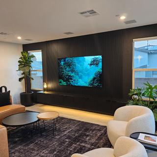 Black Color Matte Acoustic Slat Wall Panels - 120" x 24" - 2pcs per box