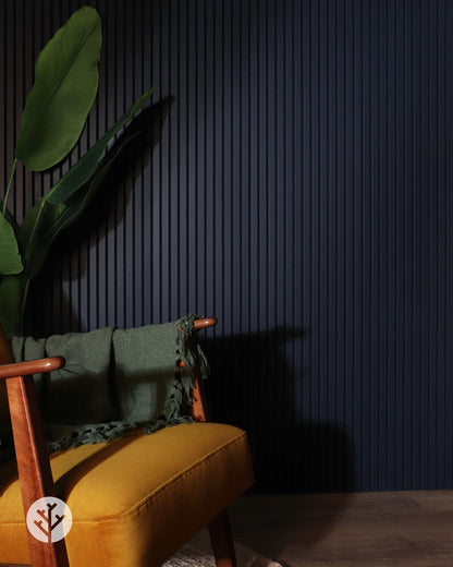 Black Color Matte Acoustic Slat Wall Panels - 120" x 24" - 2pcs per box