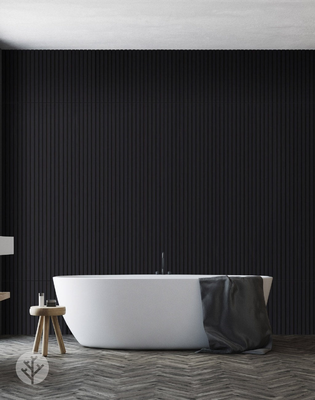 Black Color Matte Acoustic Slat Wall Panels - 120" x 24" - 2pcs per box