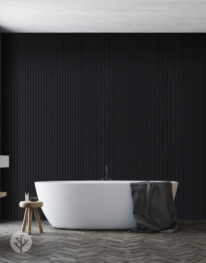Black Color Matte Acoustic Slat Wall Panels - 120" x 24" - 2pcs per box