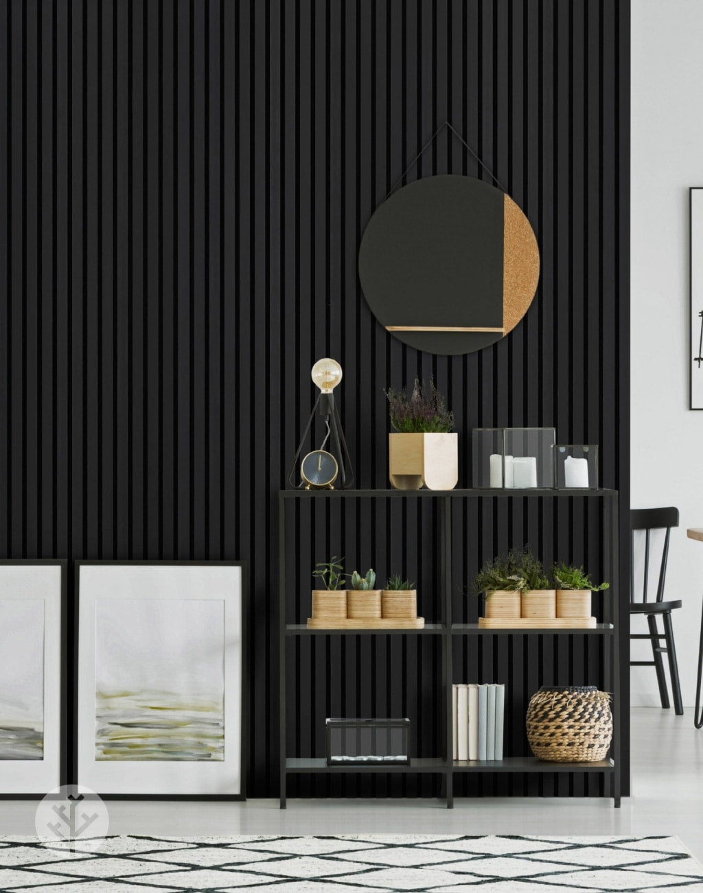 Black Color Matte Acoustic Slat Wall Panels - 120" x 24" - 2pcs per box