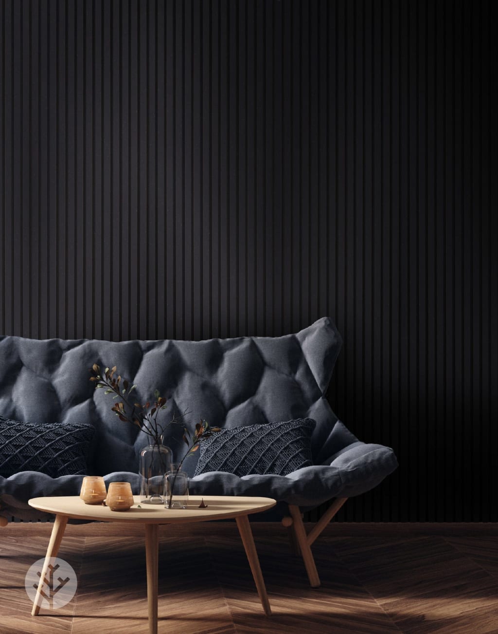 Black Color Matte Acoustic Slat Wall Panels - 120" x 24" - 2pcs per box