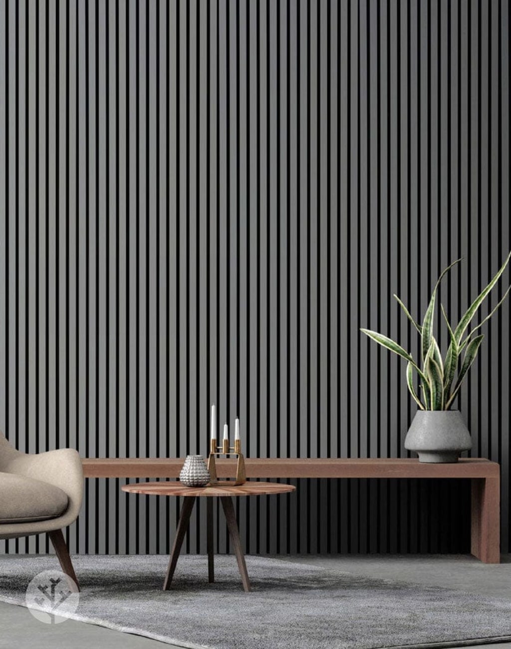 Black Color Matte Acoustic Slat Wall Panels - 120" x 24" - 2pcs per box