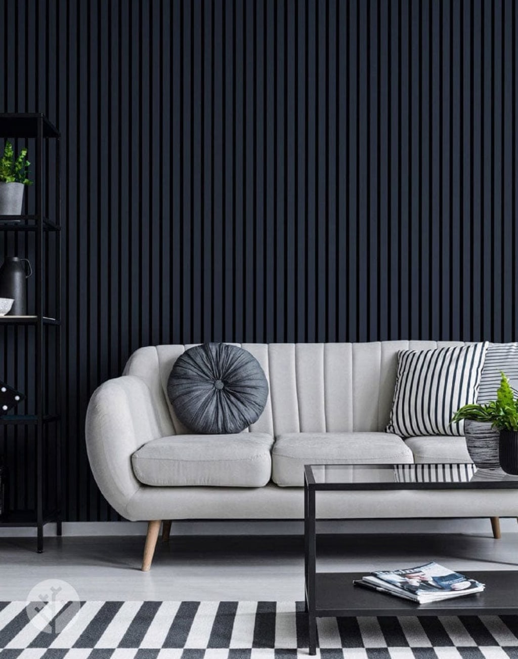 Black Color Matte Acoustic Slat Wall Panels - 120" x 24" - 2pcs per box