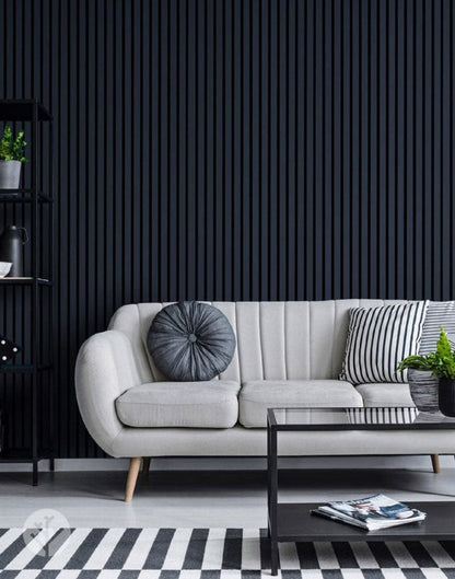 Black Color Matte Acoustic Slat Wall Panels - 120" x 24" - 2pcs per box