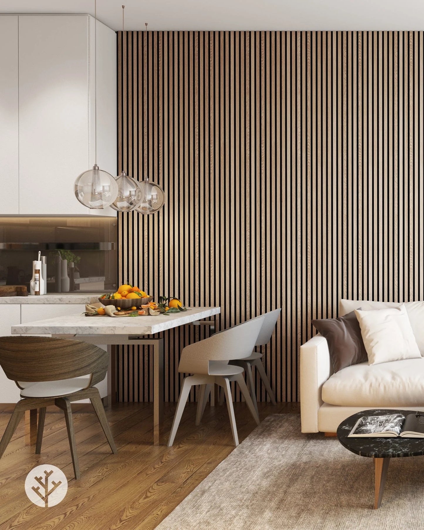 Luxury American Oak Acoustic Slat Wood Wall Panels - 120" x 24" - 2pcs per box